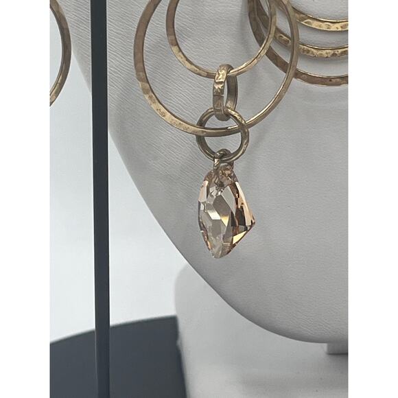 Catherine Popesco Gold Plated Light Amber Color Crystal Necklace Earring Set - Picture 4 of 13